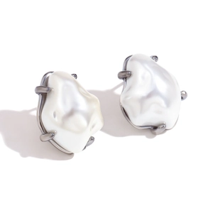 Baroque irregular imitation pearls earrings with 18K gold plated stainless steel studs