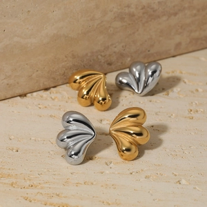 Minimalist Butterfly Wing Stainless Steel Stud Earrings Polished Geometric Waterdrop Design Metal Jewelry For Women