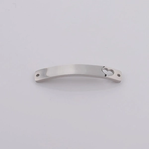 Polished silver stainless steel curved rectangle bar with hollow heart for DIY jewelry