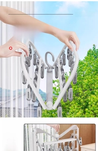 Foldable laundry drying rack with multi-clips for socks and underwear space-saving
