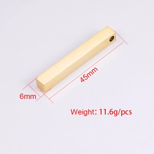 Pendentif barre 3D en acier inoxydable poli 6x45mm pilier avec trou de 2,8mm