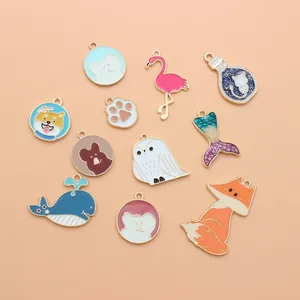 Cartoon Animal Alloy Enamel Charms Oil Drip Pendants For DIY Jewelry Making Bracelet Necklace Accessories