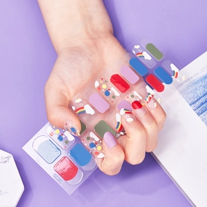 Japanese Translucent Rainbow Heart Nail Stickers Full Cover Butterfly Floral Eco Friendly Resin Ink Nail Art Decals For Women