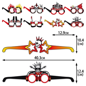 Set of 8 rock music party paper glasses with guitars and stars for photo booth props