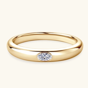 Modern gold finish 925 silver ring featuring a large oval moissanite in bezel setting