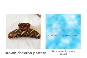 Detail of large French brown checkered acetate claw clip with glossy textured finish