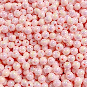 8-12mm luminous pink round beads with iridescent glow for DIY jewelry making