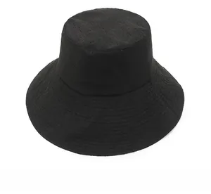 Detail of the black sun hat featuring breathable mesh fabric and wide brim for fishing