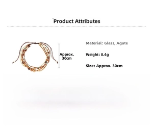 Detailweergave van de etnische meerlaagse kralenarmband van glas en agaat met maten