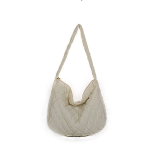 White quilted puffer crossbody bag with large capacity for women casual commuting