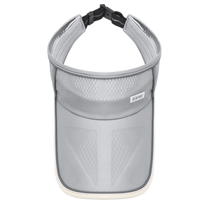 Grey breathable mesh sun visor with long brim and adjustable buckle for running