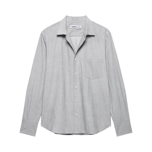 Women Elegant Long Sleeve Button Down Blouse Shirt Loose Fit Lapel Polo Collar Solid Grey Casual Work Tops With Pocket