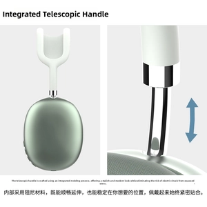 Détail du casque gris-vert avec tige télescopique sans coutures et sans câbles