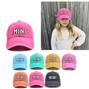 Kids baseball cap with MINI letter embroidery in multiple vibrant colors and outdoor style