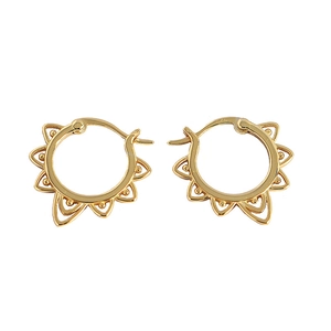 Retro S925 silver gold hollow pattern hoop earrings with vintage tribal sun texture