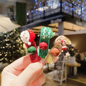 Lot de trois pinces à cheveux de Noël pailletées avec Père Noël, renne et sapin