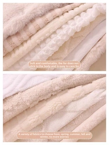 Detail of plush heart pillow fabric showing waffle fleece and long faux fur textures