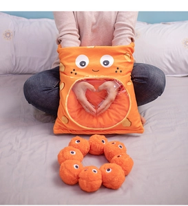 Hand modeling soft plush axolotl snack pillow with small removable stuffed animals