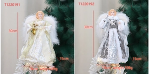 Weihnachtsbaum Engel Topper Plüschflügel Deko Puppe festliche Baumspitze Ornament 30cm