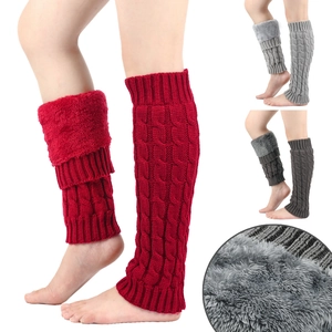 Women Winter Cable Knit Leg Warmers Fleece Lined Thermal Leg Sleeves Soft Acrylic Over Calf Socks For Cold Weather Outdoor