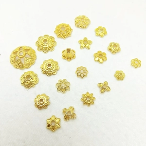 Golden hollow petal flower spacers and bead caps for DIY jewelry and hairpins