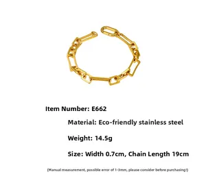 Details zum 18k vergoldeten Edelstahl-Gliederarmband mit Maßen und Karabinerverschluss