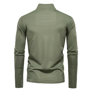 Rear view of army green long sleeve tactical shirt with UPF100+ UV protection fabric
