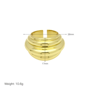 Detail shot of gold-plated multi-layer ring with dimensions 26mm by 17mm and 10.6g weight