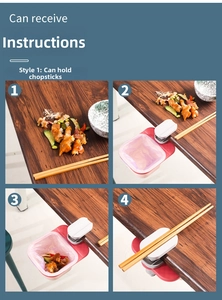 Four-step guide showing how to clip the pink mini rotating trash bin to the desk edge