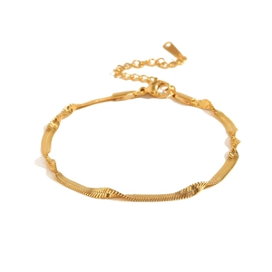 Modern 18K gold-plated stainless steel twisted snake chain bracelet with lobster clasp