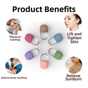 Detailed view of colorful silicone face ice rollers showing diverse product benefits