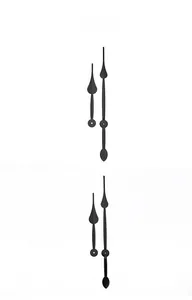 Detailed view of matte black aluminum clock hands with decorative heart-shaped tips