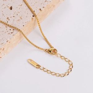 Gold-plated stainless steel chain necklace with 18KGP tag and lobster clasp detail