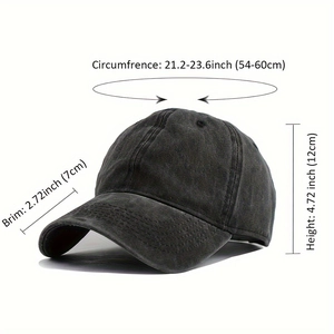 Washed black cotton baseball cap with dachshund print and adjustable size specifications
