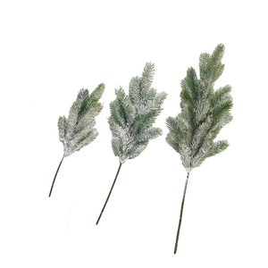 Artificial flocked pine branches with white snow coating for Christmas decor set of 3