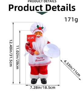 Standing Santa Claus chef figure with 31.5cm height and dimensions specification