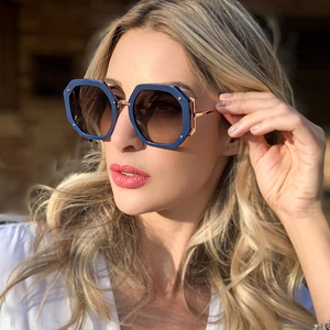 Oversized Octagonal Sunglasses Hollow Metal Frame With Rivets UV400 Protection Gradient Lenses Retro Fashion For Women