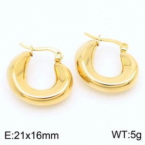 Pendientes de aro ovalados gruesos en acero inoxidable bañado en oro 18k 21x16mm