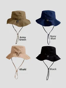 Collage de bobs d'extérieur en vert armée, bleu marine, kaki et noir avec cordons