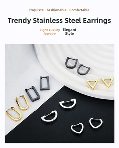 Detailed collection of geometric stainless steel earrings in gold, silver and black finishes