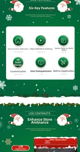 Detail of Christmas snowflake window stickers with double-sided printing and static cling
