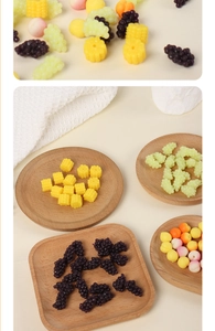 Minijuguetes antiestrés de TPR con maíz, uvas y durazno realistas para manualidades caseras