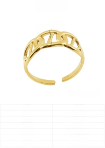 Detail showing 8mm wide 18K gold plated chain style ring made of stainless steel