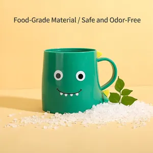 Green cartoon dinosaur kids mouthwash cup made of food-grade safe material with handle