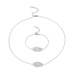 Handcuff Necklace And Bracelet Jewelry Stainless Steel Rhinestone Interlocking Pendant Retro Punk French Style Adjustable