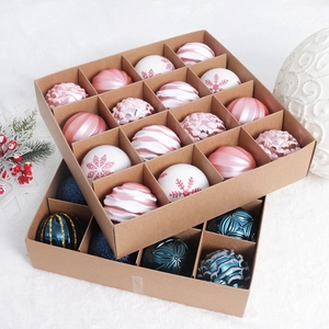 Pink and blue Christmas ball ornaments set with snowflake patterns and textures