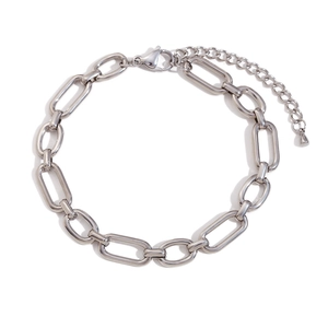 Ins style silver paperclip chain bracelet in stainless steel with lobster clasp and extender