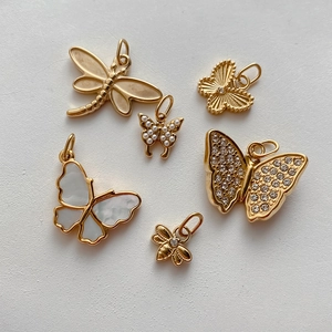 Edelstahl Schmetterling Libelle Biene Anhänger Vergoldet Strass Künstliche Perle Charms Für DIY Schmuckherstellung
