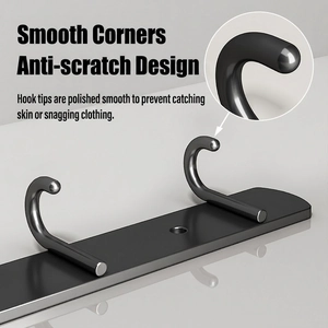 Matte black stainless steel wall hooks with smooth rounded safety tips for coats
