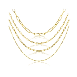 Minimalist 18K gold S925 sterling silver paperclip chain necklaces in four varied widths